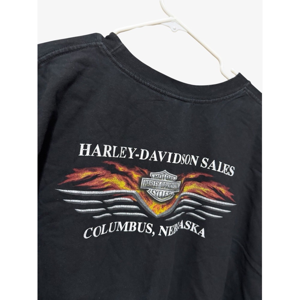 Y2K Vintage Harley Davidson Flame Script Long Sleeve Pocket Shirt Black 4X - Picture 7 of 13